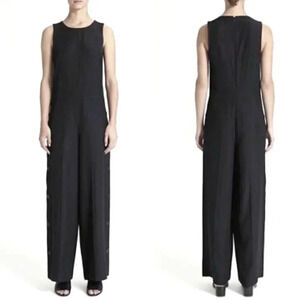 Theory Wool Blend Black Button Wide Leg Wool Blend High Neck Jumpsuit Size 4